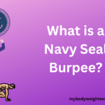 The Navy emblem, a Sailor, and a Man Performing Burpees