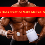 A Muscular Man With a Tub of Creatine in One Hand and a Full Scoop in the Other Hand